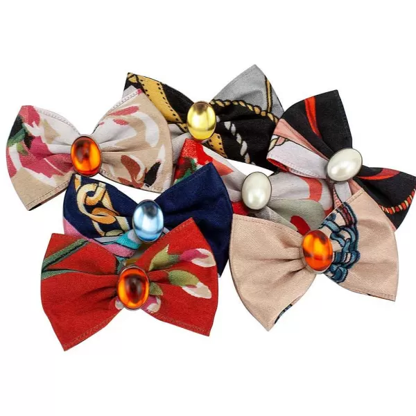Cheap Fancy Finishes Designer Satin Dog Bows With Oval Bead - 24Ct Bows