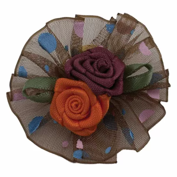 Best Sale Fancy Finishes Dot Print Organza Bows With Double Rose Bows
