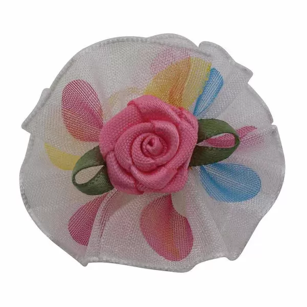 Discount Fancy Finishes Organza Rose Bows With Assorted Dot Print Bows