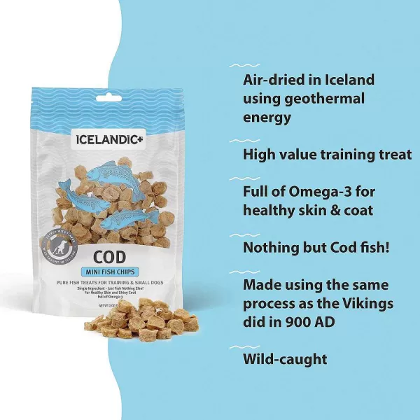 New Icelandic+ Cod Mini Fish Chips Pure Fish Treats For Dogs Dog Treats