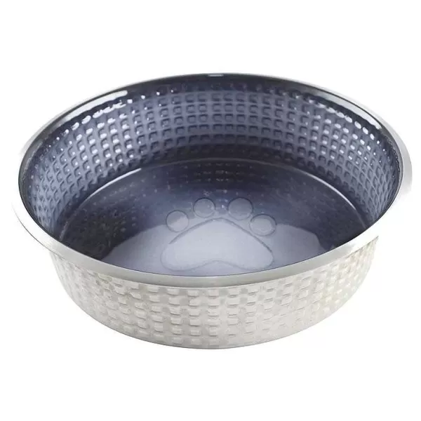 Best Sale Indipets Jack And Jill Medium Dog Dish - Shadow Black 24 Oz Dishes & Bowls