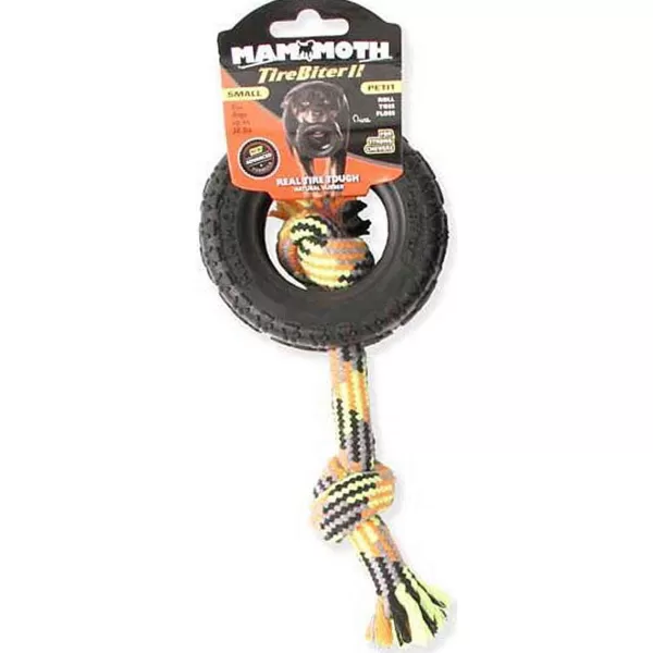 Best Mammoth Pet Products Tirebiter Ii With Rope Medium 5" Dog Toys