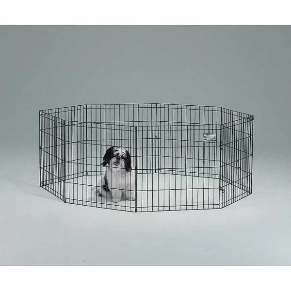 Shop Midwest Exercise Pen Black Finish 24 High 8 Panels W/O Door Crates, Gates & Pens