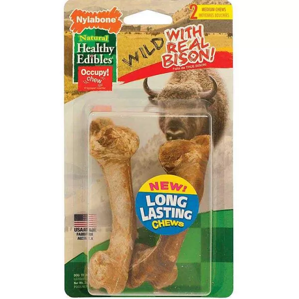 Cheap Nylabone Healthy Edibles Wild With Real Meat Bison Medium 2 Count Dog Treats