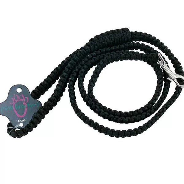 Flash Sale Paw Brothers 6' Tactical Cord Cobra Weave Lead Black Leads & Leashes