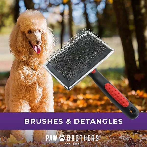Discount Paw Brothers Hard Extra Long Pin Large Flat Slicker Brush Grooming Tools