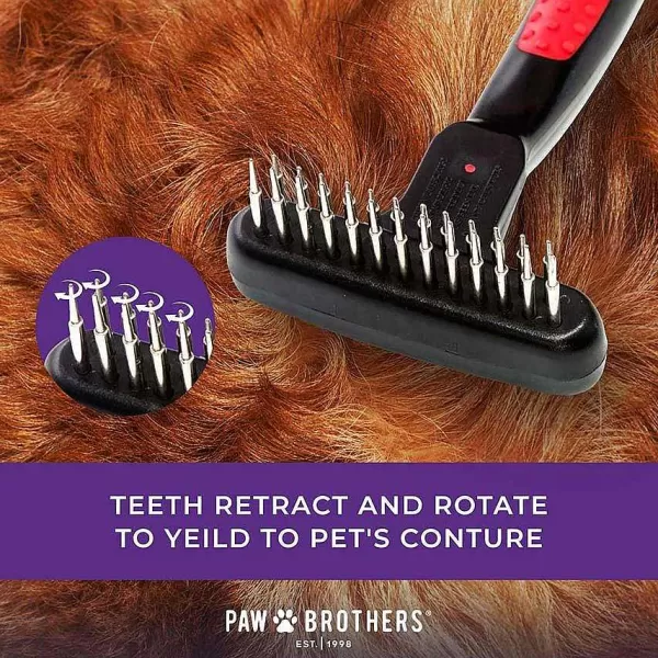 Discount Paw Brothers Magic Spring Undercoat Rake Double Row (13 Long/12 Short) 3.5" Grooming Tools