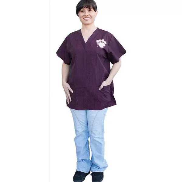 Sale Paw Brothers Scrub Top With White Paw Heart Print S-Xl Apparel