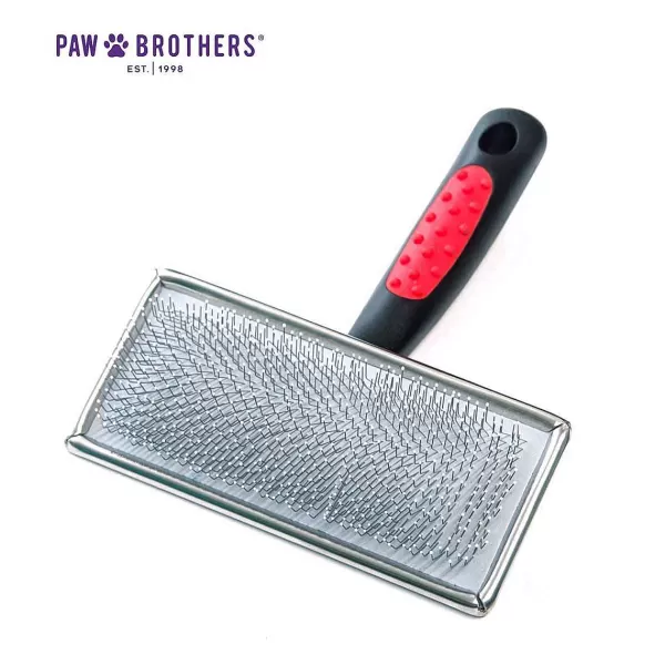 Store Paw Brothers Soft Pin Flat Slicker With Coated Pin Tips - Small/Medium Grooming Tools