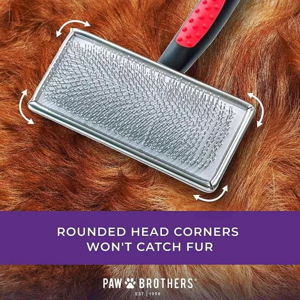 Outlet Paw Brothers Soft Pin Flat Slicker With Coated Pin Tips - X Large Grooming Tools