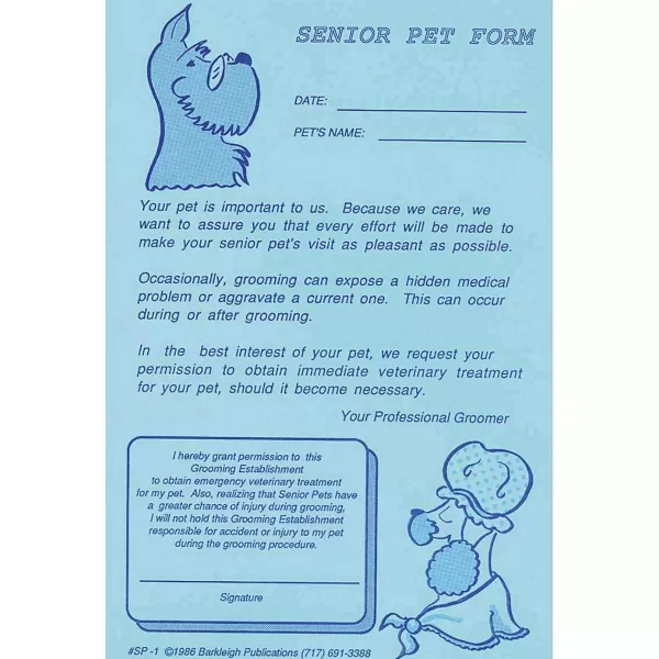 Cheap Senior Pet Release Form For Professional Groomers- Pad Of 50 Business Supplies