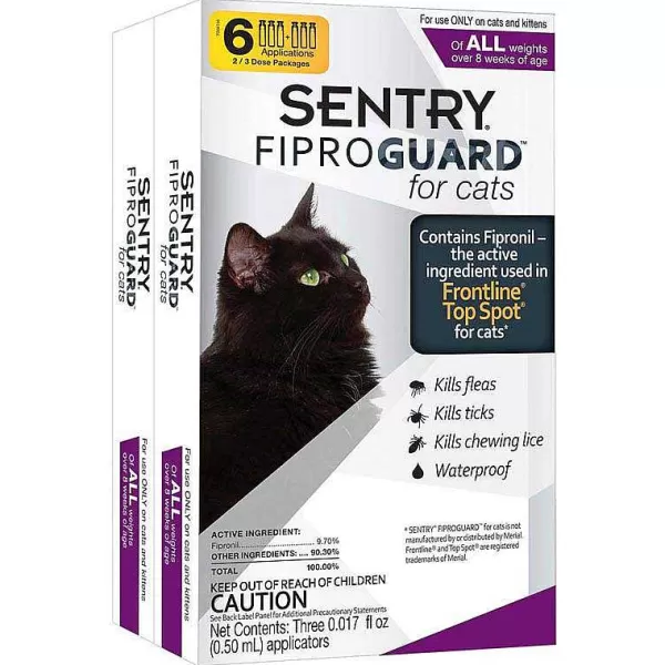 Hot Sentry Fiproguard Cat All Sizes 6 Month *Ormd Flea & Tick
