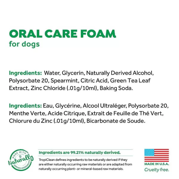 Clearance Tropiclean Fresh Breath Oral Care Fresh Mint Foam 4.5 Oz Dental Care